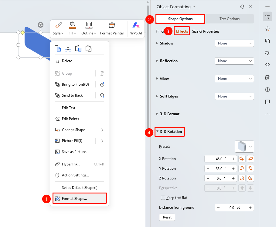 【EN】WPS Slides Shape Effects - 3D Rotation Feature Guide_截图03