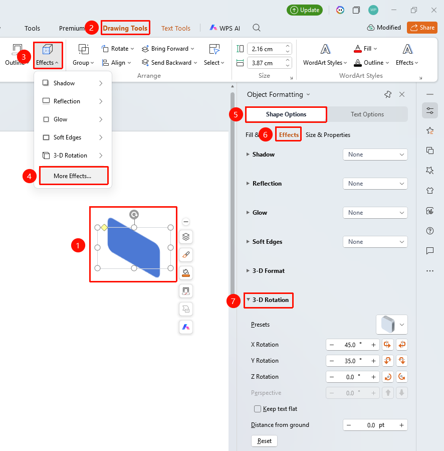 【EN】WPS Slides Shape Effects - 3D Rotation Feature Guide_截图02